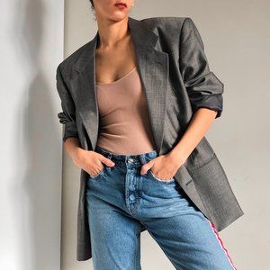 Vintage oversized men's wool grey/silver blazer
